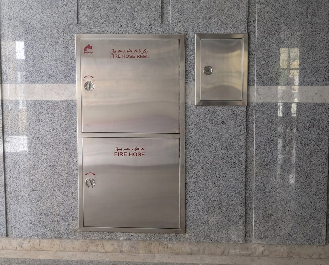 Fire hose reel cabinets — granite cladding